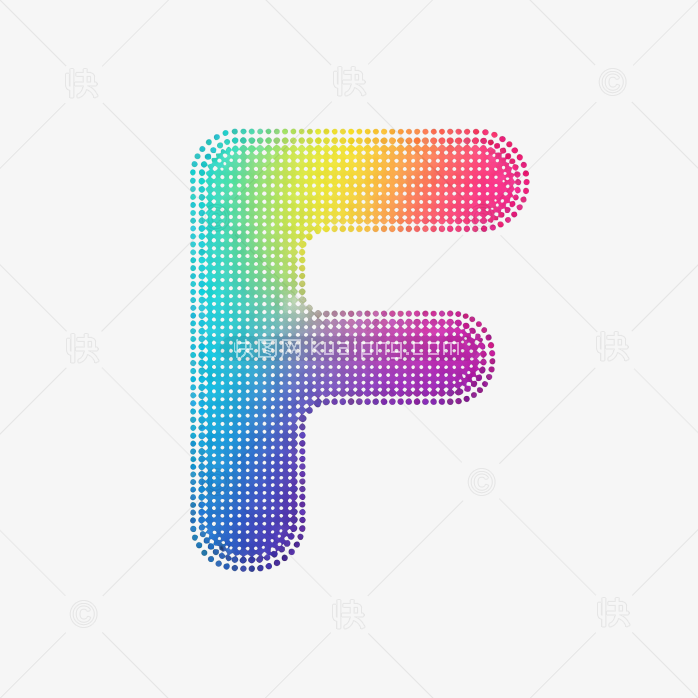 快图网原创彩色点阵字母F设计