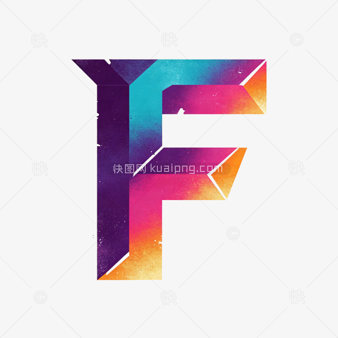 快图网原创彩色立体字母F设计