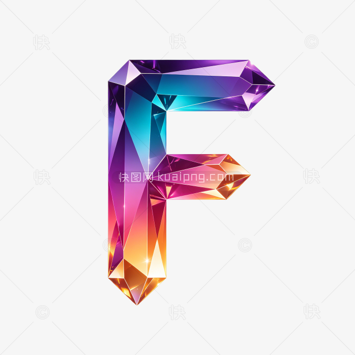 快图网原创彩色立体钻石字母F设计