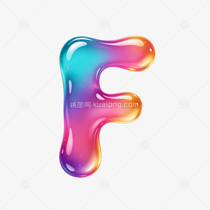 快图网原创彩色立体液体字母F设计