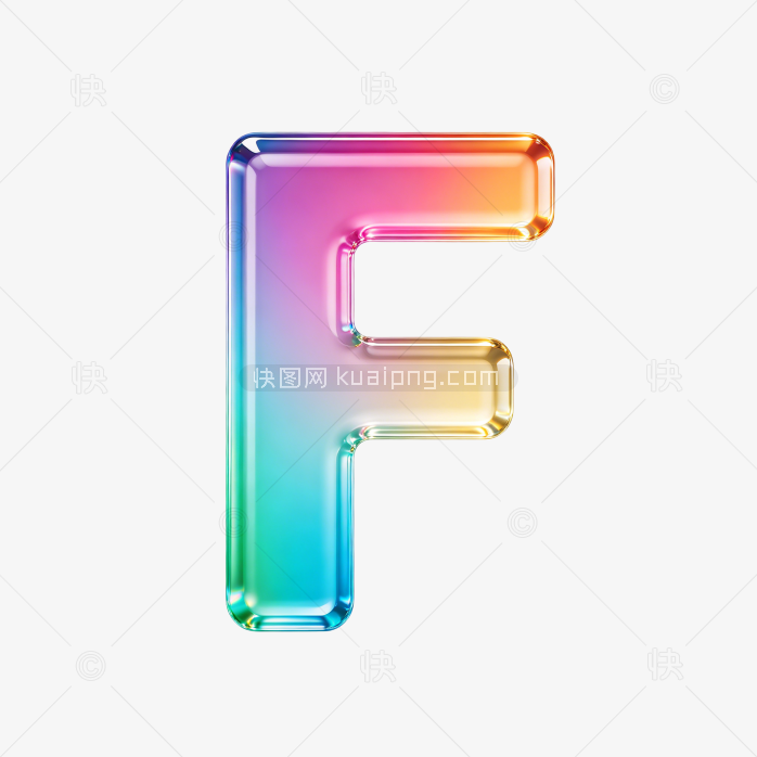 快图网原创彩色玻璃立体字母F设计