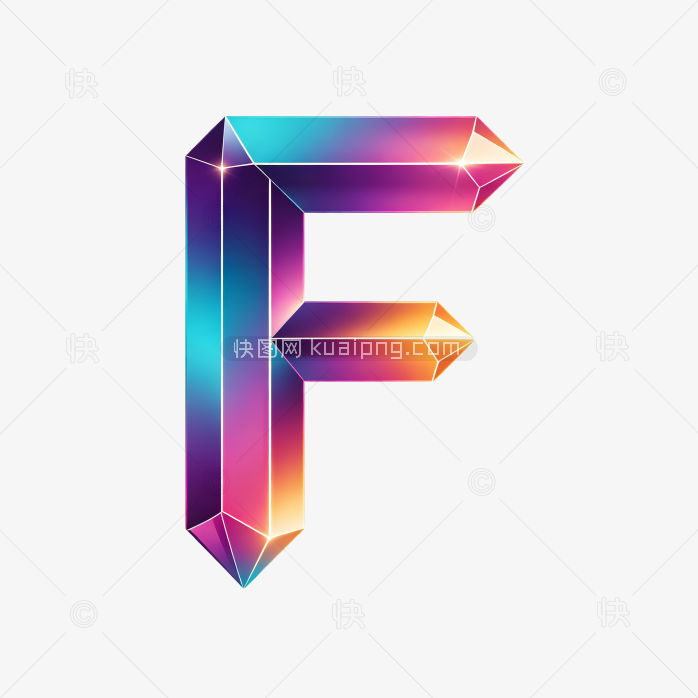 快图网原创彩色立体字母F设计