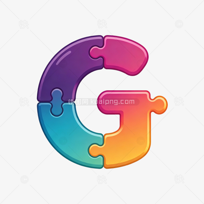 快图网原创可爱卡通拼图字母G