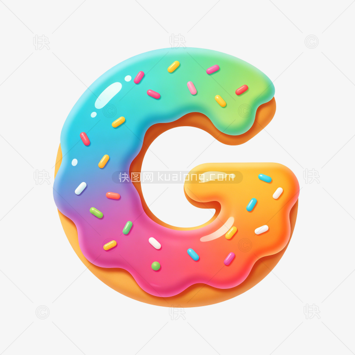 快图网原创可爱卡通甜甜圈字母G