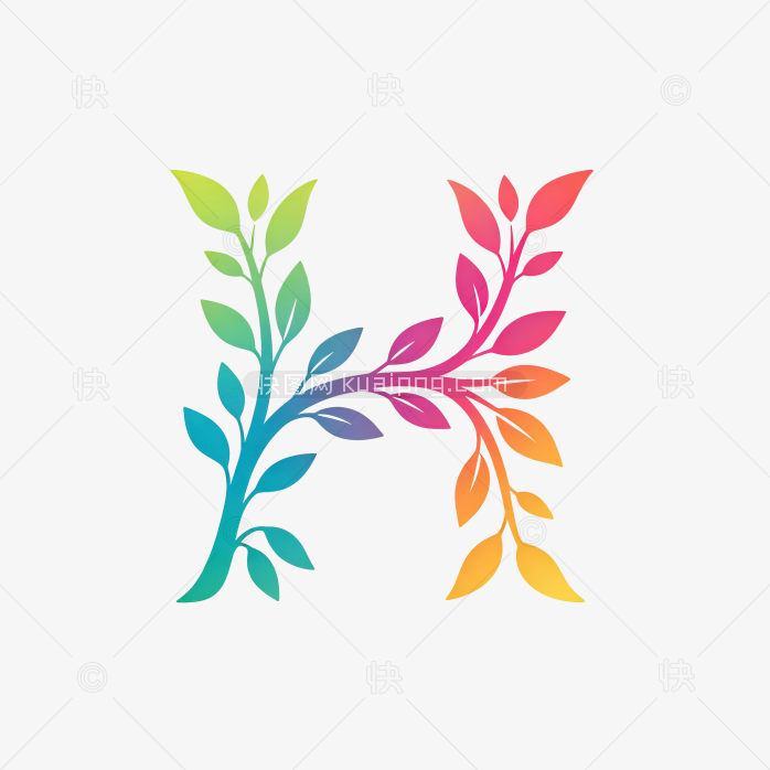 快图网原创树叶字母H开头的logo
