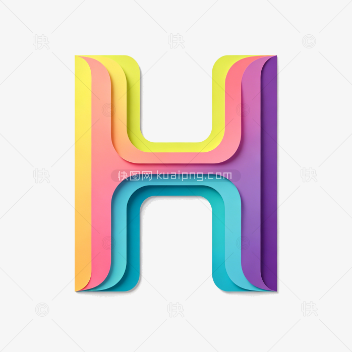 快图网原创立体字母H