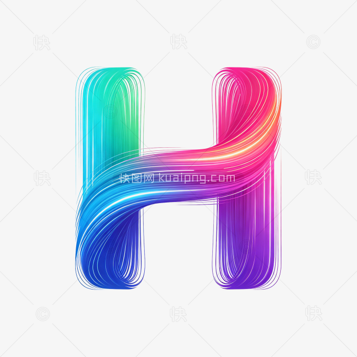 快图网原创立体字母H