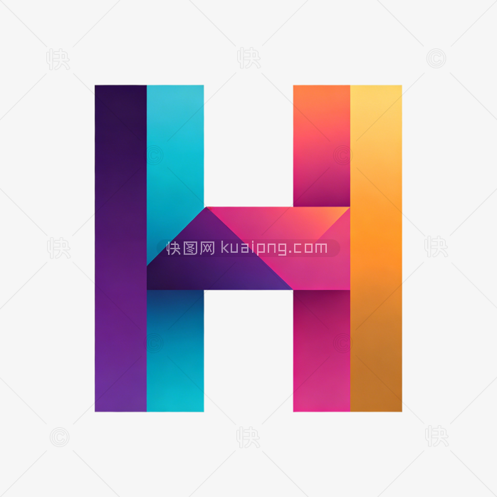 快图网原创立体字母H