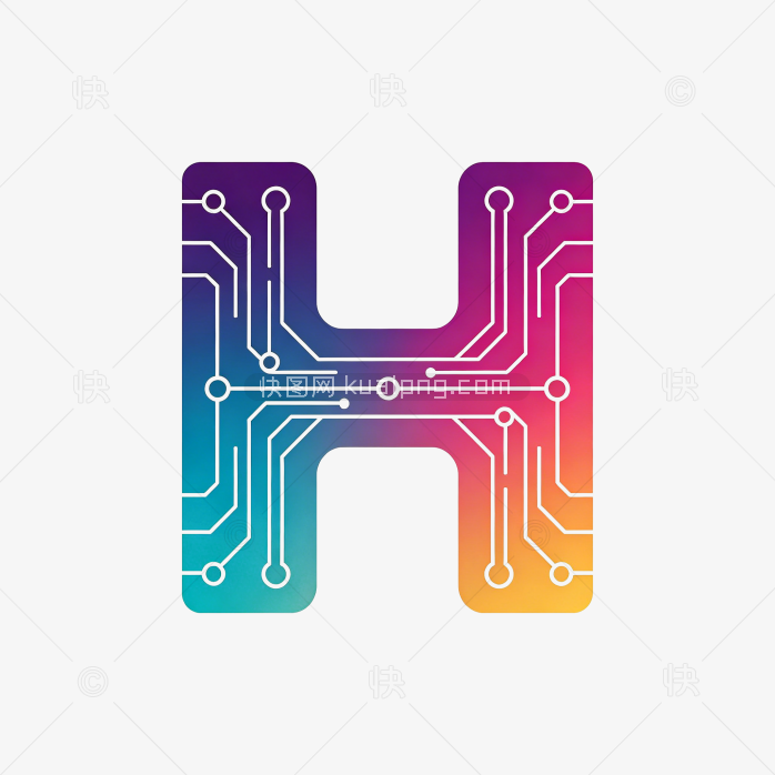快图网原创电路字母H开头的logo