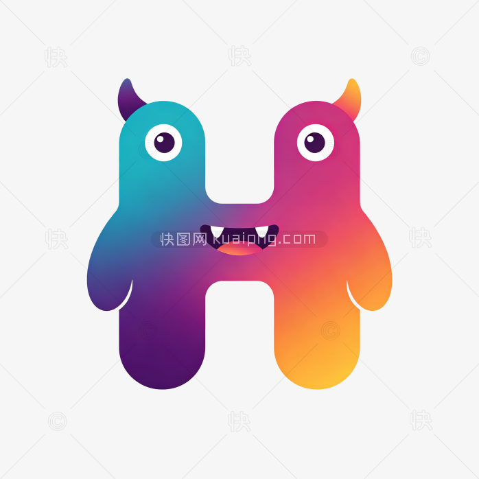 快图网原创卡通怪兽字母H