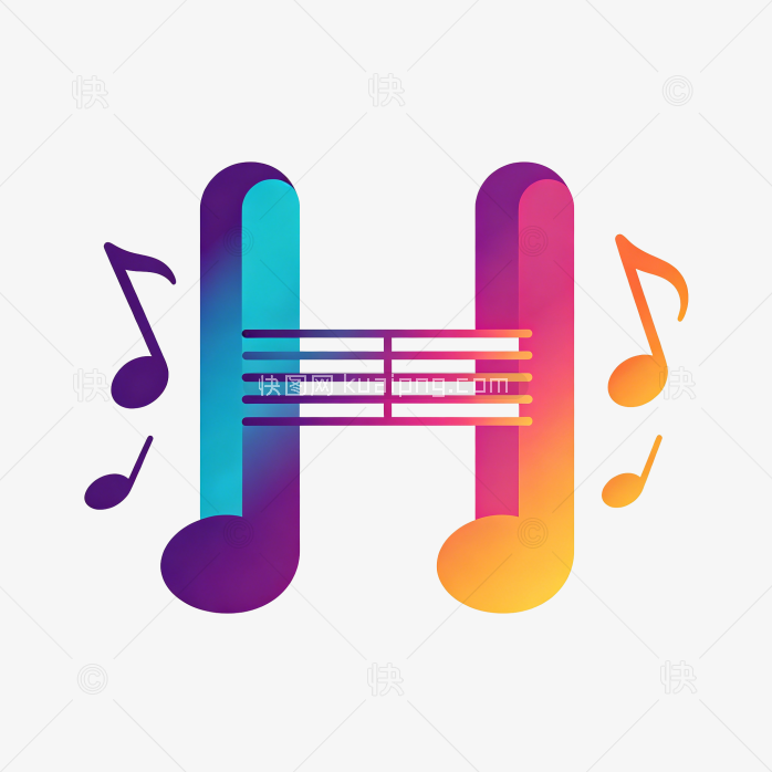 快图网原创卡通音符字母H