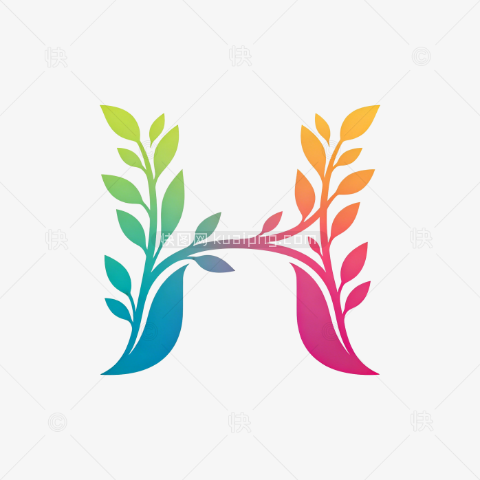 快图网原创植物字母H开头的logo