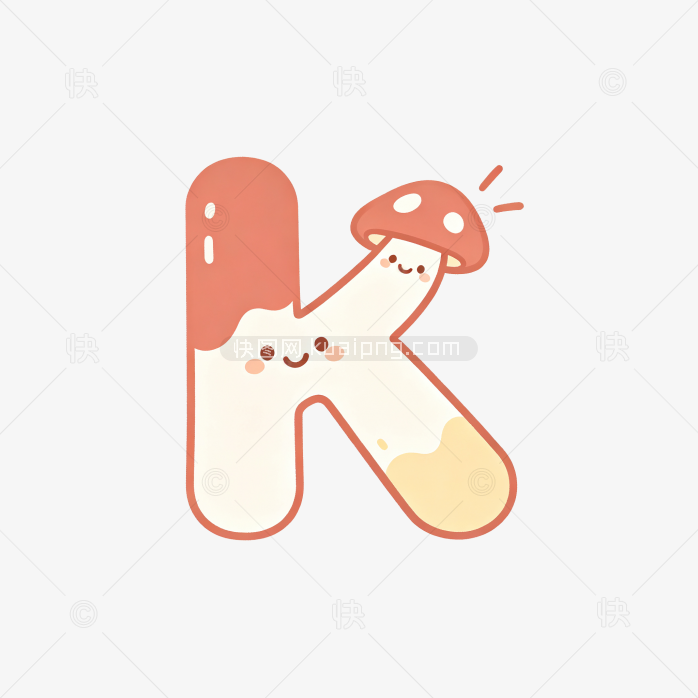 快图网原创卡通蘑菇字母K