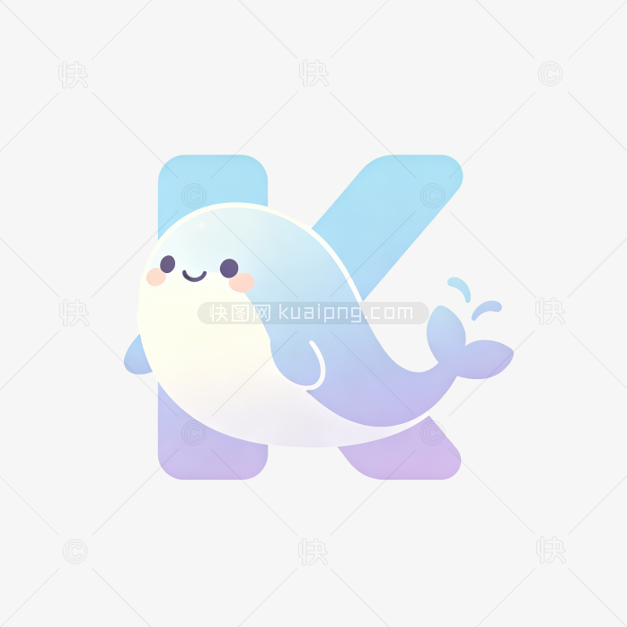 快图网原创卡通海豚字母K