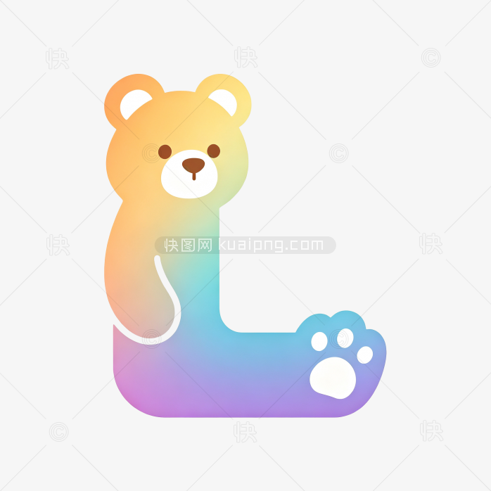 快图网原创卡通熊猫字母L