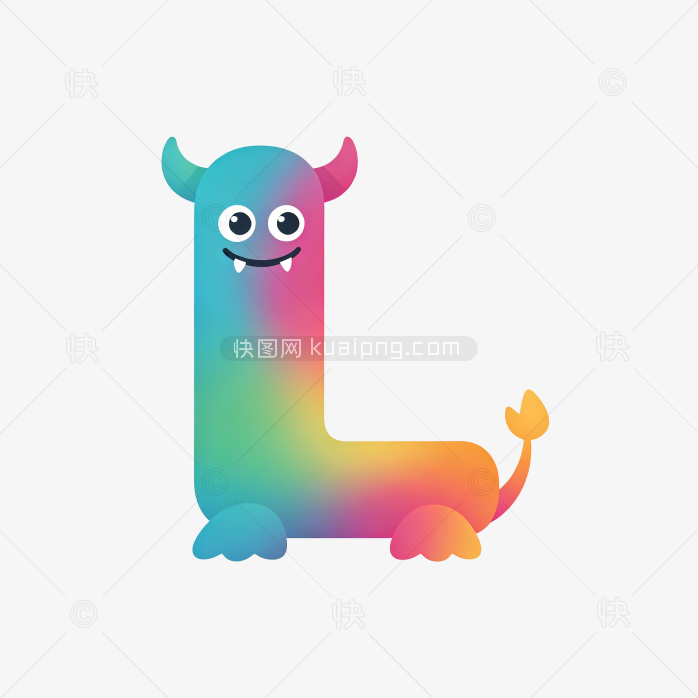 快图网原创卡通怪兽字母L