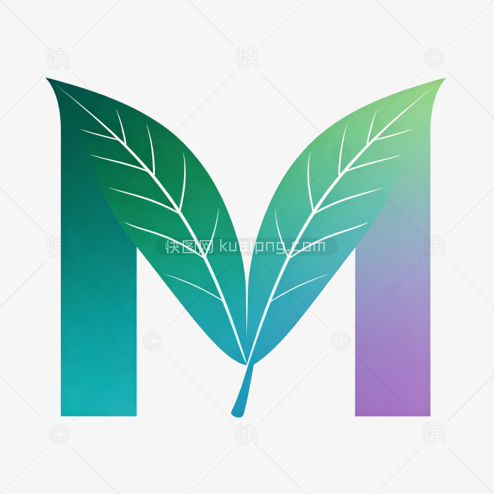 原创创意树叶字母M字体