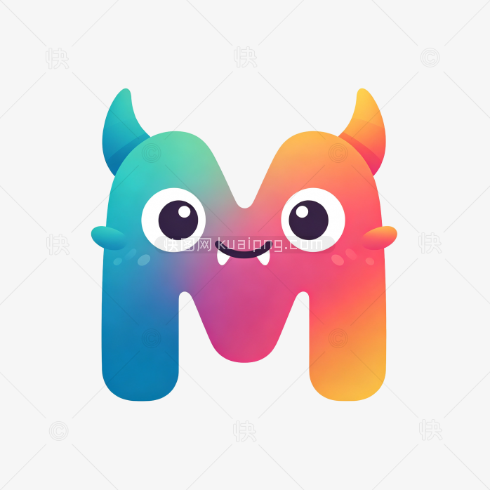原创可爱卡通怪兽字母M