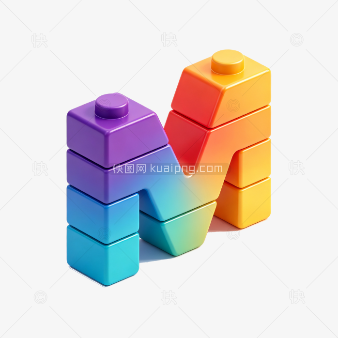 原创可爱卡通积木字母M
