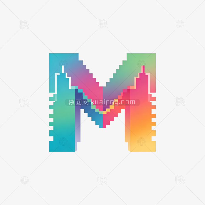原创创意马赛克字母M字体
